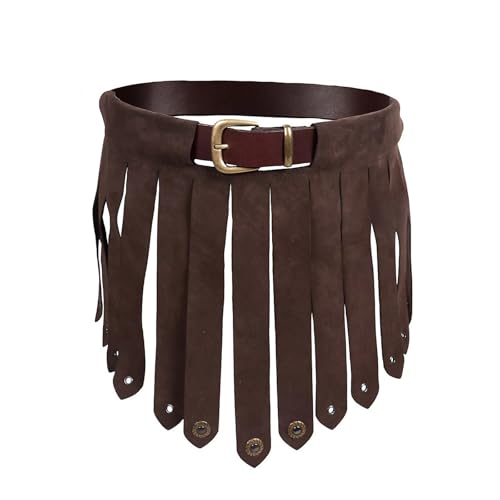 AwwwCos Mittelalterlicher Rüstungsrock, Leder, römische Schürze, Gürtel, Vintage-Ritter-Rüstung, Rock, Wikinger, Soldat, Halloween, Cosplay, Brauner Gürtel, Medium von AwwwCos