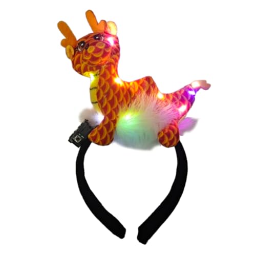 2024 Neujahr Drachen Stirnband LED beleuchtet Haarreifen Kopfschmuck Perform Party Waschen Kopfbedeckung Cartoon Tier Haarschmuck Drache Stirnband von Awydky