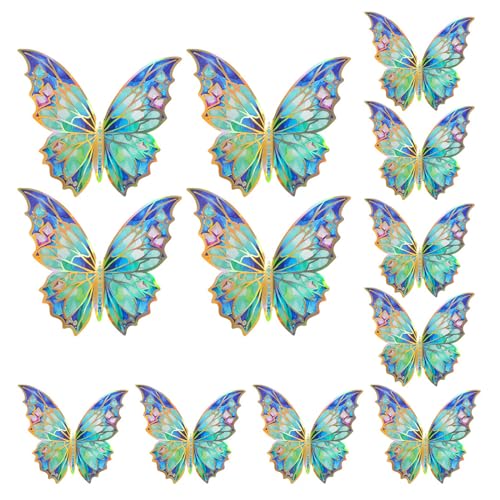 3D-Schmetterlings-Wanddekoration, 2 Größen, selbstklebende Aufkleber, Schmetterlings-Dekorationen für Zuhause, 3D-Schmetterlings-Wanddekorationen, 12 Stück von Awydky