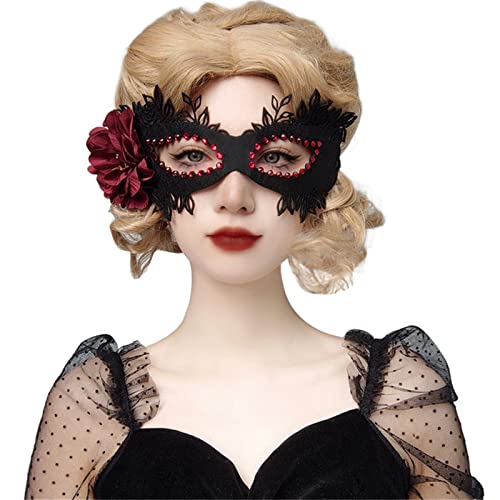 Awydky Halloween-Party-Maske, hübsche Maske, mit Blume, Halbgesichtsmaske, Abend-Maske für Damen, Maskerade-Maske mit Halloween-Party-Maske, Frauen-Blumen-Halbgesichtsmaske von Awydky