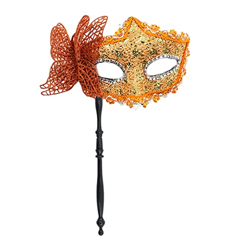 Awydky Halloween-Partymaske mit Haltestab, hübsche Maskerade-Maske, Halbgesichtsmaske, Schmetterlingsmaske, Abendballmaske, Maskerade-Maske mit Haltestab, Halloween-Party-Maske, Schmetterlingsmaske von Awydky