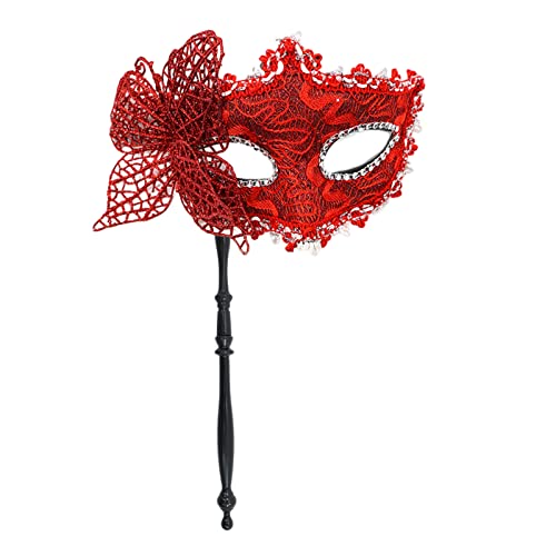 Awydky Halloween-Partymaske mit Haltestab, hübsche Maskerade-Maske, Halbgesichtsmaske, Schmetterlingsmaske, Abendballmaske, Maskerade-Maske mit Haltestab, Halloween-Party-Maske, Schmetterlingsmaske von Awydky