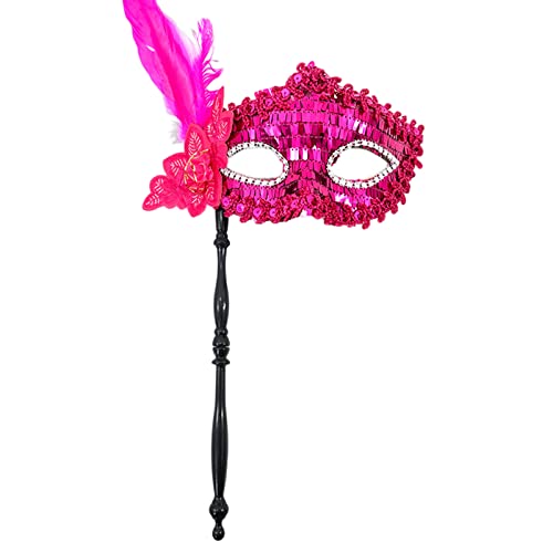 Awydky Pailletten-Königin-Maske, Damen-Maske, Halloween-Party-Maske mit Haltestab, Halbgesichtsmaske, Karnevalsmaske, Maskerade-Maske mit Haltestab, Halloween-Party-Maske, Pailletten, Queen-Maske von Awydky