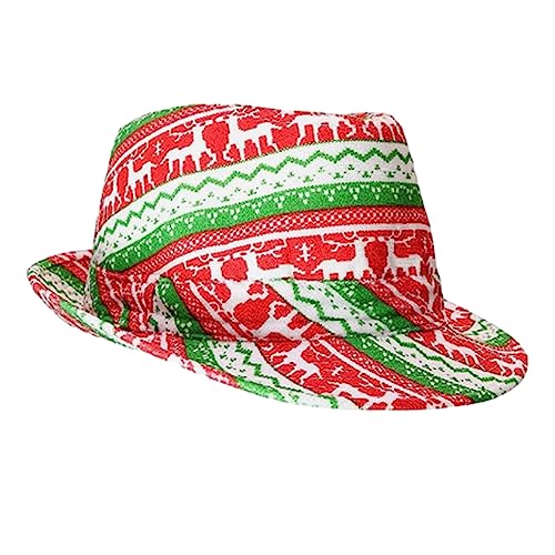 Awydky Weihnachtlicher Zylinder für Damen und Herren, kurze Krempe, Fedora-Hut, Unisex-Kostüm, Zylinderhut, Hippie-Kappe, Karneval, Cosplay, Party, Requisiten, Weihnachtsmütze, Accessoire, Festival, von Awydky