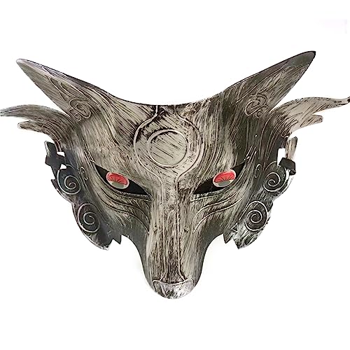 Awydky Wolf Kopf Maske Halbe Gesichtsmaske Gruselige Maske Halloween Weihnachten Party Bühne Leistung Liefert Erwachsene Kinder Maske von Awydky