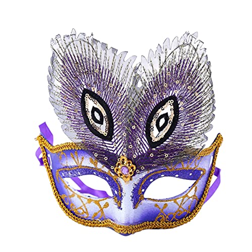 Pfauen-Maske, Halloween, halbe Gesichtsmaske, bezaubernde Maske, bemalte Tiermaske, Requisiten für Damen und Herren, Pfauenmaske, Maskerade, Halloween, Halbgesichtsmaske, bemalte Tiermaske von Awydky