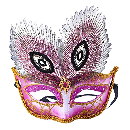 Pfauen-Maske, Halloween, halbe Gesichtsmaske, bezaubernde Maske, bemalte Tiermaske, Requisiten für Damen und Herren, Pfauenmaske, Maskerade, Halloween, Halbgesichtsmaske, bemalte Tiermaske von Awydky