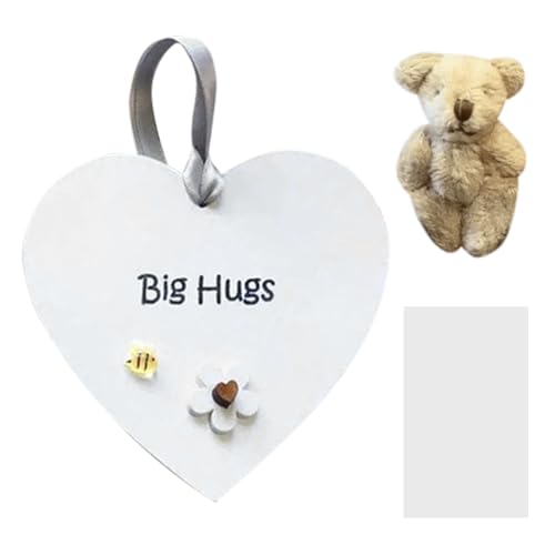 Axfbim Kleiner Taschenbär, Holzherz, Taschen-Teddybär, Kuschelgeschenk, mit Emotionskarte, Holzherz, für Frauen, Männer, Jungen, Mädchen (A) von Axfbim