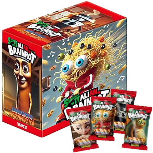 Axingqiwu 336 Stück Italian Brainrot Karten Set 48 Versiegelte Boosterpacks Tung Tung Tung Tung Sahur Sammelkarten von Axingqiwu