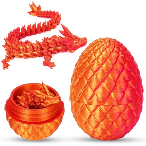 Axingqiwu 3D Gedrucktes Drachenei, Drachen Figuren, Beweglicher Dragon Egg, Drache Wohnkultur, Abnehmbare Eierschale im Ei Drache Spielzeug (Gold) von Axingqiwu