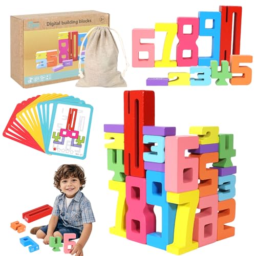 Axinost 1-10 Wooden Number Building Blocks,Holz-Ziffer-Bauklötze,Sensorische Ziffernklötze,Zahlenbausteine,für Kinder,Bunt Stapelzahlen, Vorschul-Lernaktivitäten für Geburtstagsgeschenke, Familienspie Axinost 1-10 Wooden Number Building Blocks,Holz-Ziffer-Bauklötze,Sensorische Ziffernklötze,Zahlenbausteine,für Kinder,Bunt Stapelzahlen, Vorschul-Lernaktivitäten für Geburtstagsgeschenke, Familienspie von Axinost