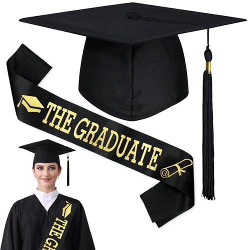 Axinyijia 2025 Bachelor Hut mit Abschluss Schärpe Graduation Set Doktorhut Abitur Geschenke Zubehör für die Abschlussfeier von Axinyijia