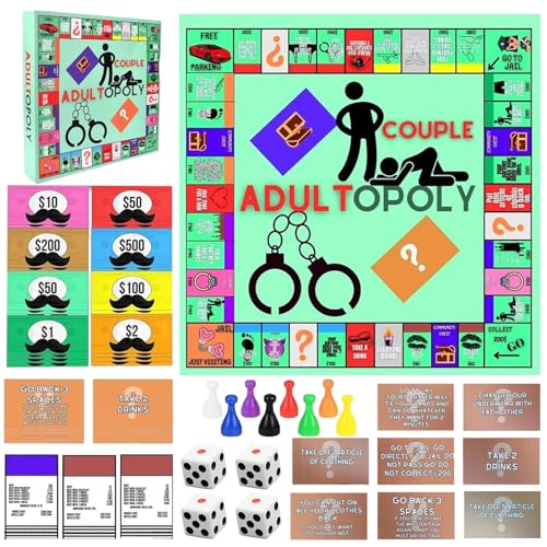 Axinyijia Adultopoly Board Game Set, Couple Adult Opoly Board Games, Adult Adultopoly Paarspiel, Adultopoly Brettspiele Spiel für Paare zum Aufheizen der Gefühle von Axinyijia