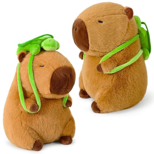 Axinyijia Capybara Plüschtier, Capibara Kuscheltier mit Schildkrötenrucksack, 25cm Capybara Puppe Plushies für Kinder Erwachsene von Axinyijia
