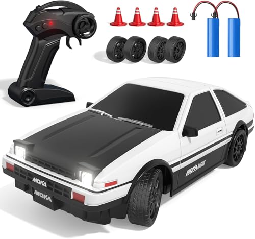 Axrye RC Drift Auto Ferngesteuertes Auto, 1:24 Hohe Geschwindigkeit 4WD Mini Drift Car, RC Auto Rennwagen mit LED Leuchten Und Zwei Batterien, Spielzeugauto Geschenke für Jungen ab 4,5,6,7,8+ Jahren von Axrye