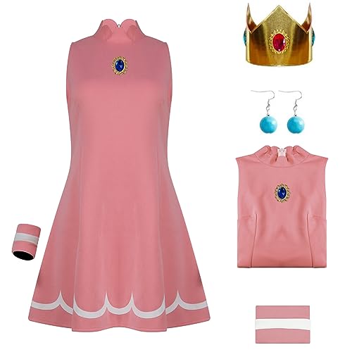 Axvinel Prinzessinnenkostüm, Kleid für Damen, Superbrüder, Halloween-Kleid, Krone, Ohrringe, Set für Erwachsene, Tennis-4, XS Axvinel Prinzessinnenkostüm, Kleid für Damen, Superbrüder, Halloween-Kleid, Krone, Ohrringe, Set für Erwachsene, Tennis-4, XS von Axvinel