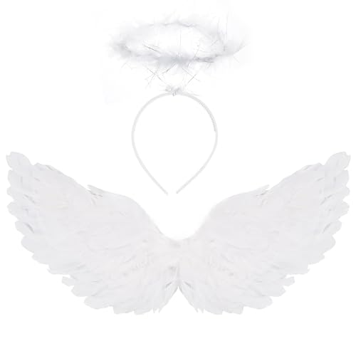 Axvxby Engelsflügel und Heiligenschein Set - Jungen Mädchen Unisex Kinder Party, Bühnenauftritt, Mardi Gras - Weiße Engel Kostüm Axvxby Engelsflügel und Heiligenschein Set - Jungen Mädchen Unisex Kinder Party, Bühnenauftritt, Mardi Gras - Weiße Engel Kostüm von Axvxby