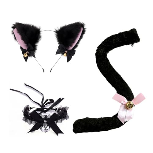 Axvxby Katzenkostüm - Katzenohren Stirnband mit Glocke und Halskette - Rollenspiel Kostüm für Damen und Mädchen, schwarz (3) Axvxby Katzenkostüm - Katzenohren Stirnband mit Glocke und Halskette - Rollenspiel Kostüm für Damen und Mädchen, schwarz (3) von Axvxby