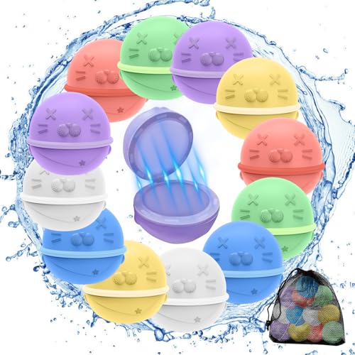 Wiederverwendbare Wasserbomben,12 Stück Magnetisch Selbstverschließender, Schnell Befüllbarer Silikon-Wasserballon, Sommer-Outdoor-Spielzeug für Kinder und Erwachsene, für Pool, Strand, Garten, Party Wiederverwendbare Wasserbomben,12 Stück Magnetisch Selbstverschließender, Schnell Befüllbarer Silikon-Wasserballon, Sommer-Outdoor-Spielzeug für Kinder und Erwachsene, für Pool, Strand, Garten, Party von Ayciep