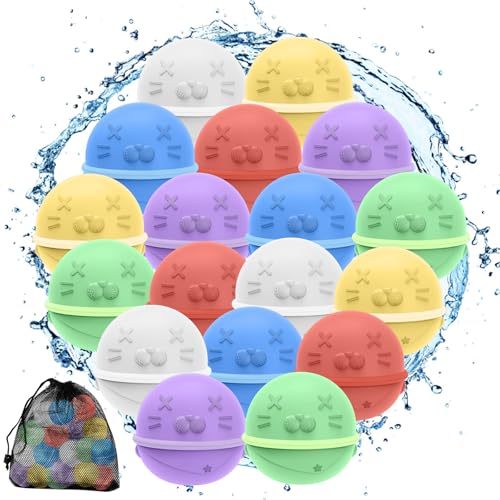 Wiederverwendbare Wasserbomben,18 Stück Magnetisch Selbstverschließender, Schnell Befüllbarer Silikon-Wasserballon, Sommer-Outdoor-Spielzeug für Kinder und Erwachsene, für Pool, Strand, Garten, Party von Ayciep