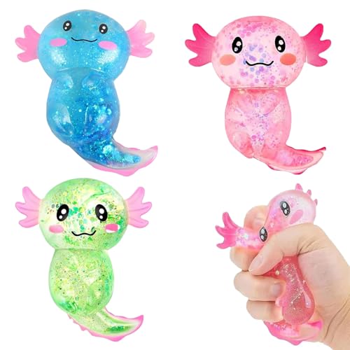 Ayizhiniu 3pcs Axolotl Squeeze Toy, Axolotl Stress Squeeze Spielzeug, Stress Relief Squishy Ball, Squishy Toy, Squeeze Toy, Gilt für Spielzeug zum Abbau von Arbeitsstress von Ayizhiniu