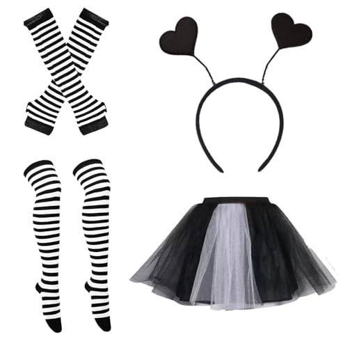 Ayizhiniu Bienenkostüm-Set für Damen, Biene Haarreif, Kostüm Biene mit Tüllrock, Biene Gestreifte Overknee Strümpfe, Handschuhe, Anwendbar Rollenspiel zum Thema Karneval Maskerade Ayizhiniu Bienenkostüm-Set für Damen, Biene Haarreif, Kostüm Biene mit Tüllrock, Biene Gestreifte Overknee Strümpfe, Handschuhe, Anwendbar Rollenspiel zum Thema Karneval Maskerade von Ayizhiniu