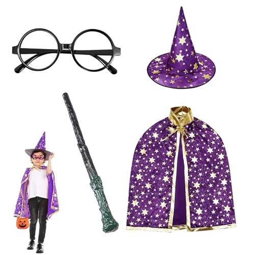Ayizhiniu Hexe Zauberer Umhang, Halloween Zauberumhang Kostüm Kinder, Schwarz Zauberumhang mit Hut, Hexenumhang mit Zauberstab Magic, Brille, Geeignet Halloween Cosplay Requisiten Ayizhiniu Hexe Zauberer Umhang, Halloween Zauberumhang Kostüm Kinder, Schwarz Zauberumhang mit Hut, Hexenumhang mit Zauberstab Magic, Brille, Geeignet Halloween Cosplay Requisiten von Ayizhiniu