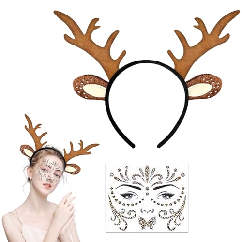 Ayizhiniu Rentier Haarreif mit Ohren, Rentier Kostüm mit Reh Haarreif, Rentier Haarreif Reh Kostüm Damen + Hirschgesicht Tattoo, Anwendbar auf Halloween Rollenspiel Motto Events Ayizhiniu Rentier Haarreif mit Ohren, Rentier Kostüm mit Reh Haarreif, Rentier Haarreif Reh Kostüm Damen + Hirschgesicht Tattoo, Anwendbar auf Halloween Rollenspiel Motto Events von Ayizhiniu