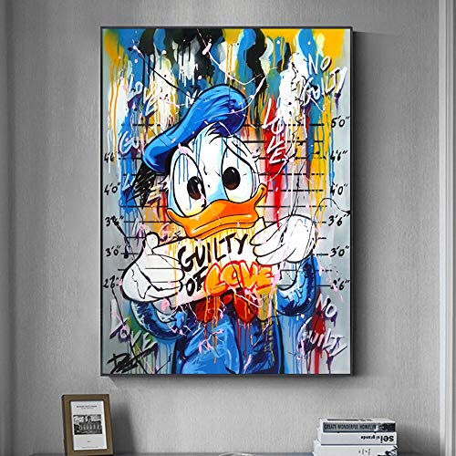 Ayjxtz Puzzle 1000 Teile Cartoon beliebte Straßengraffiti Donald Duck Kunstzeichnung Puzzle 1000 Teile Pädagogisches intellektuelles Dekomprimieren von Spielzeugrätseln Lustiges50x75cm(20x30inch) von Ayjxtz