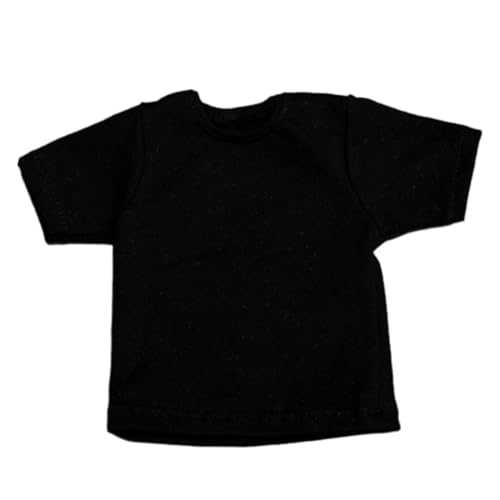 Aymzbd 1/6 Damen-T-Shirt, Miniatur-Kleidung, handgefertigte Puppenkleidung, Kurze Ärmel, für 12-Zoll-Puppenmodell, Schwarz von Aymzbd