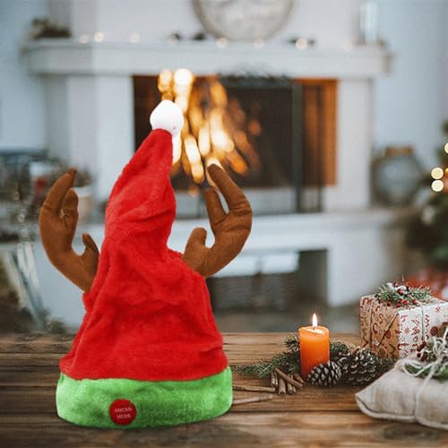 Aymzbd Bewegliche Weihnachtsmütze für Weihnachten, Elektrische Mütze, Tanzende Weihnachtsmütze für Festivals, Kinder, Freunde, Stil c von Aymzbd