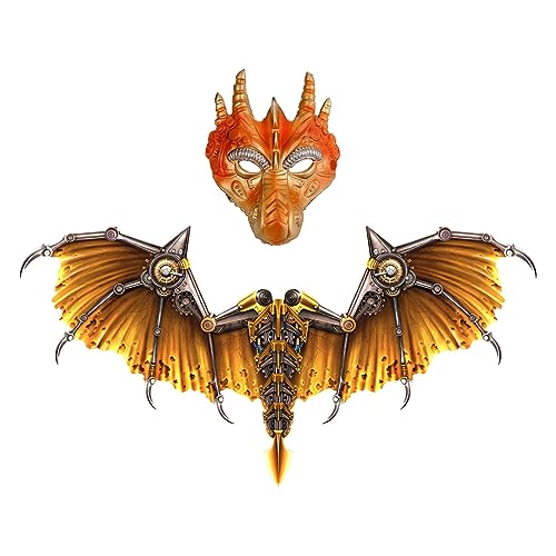 Aymzbd Erwachsene Drachen Halloween Cosplay Kostüm Flügel Maske Party Prop Elastischer Schultergurt Vliesstoff Flügel für Performance Cosplay, Golden Aymzbd Erwachsene Drachen Halloween Cosplay Kostüm Flügel Maske Party Prop Elastischer Schultergurt Vliesstoff Flügel für Performance Cosplay, Golden von Aymzbd