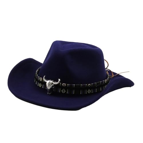 Aymzbd Western Cowboy Hut, Damen Sonnenhut, Leicht, Stilvoll, Winter, Langlebig, Sonnenschutzhut, Cowgirl Hut Zum Einkaufen, Wandern, Navy blau von Aymzbd