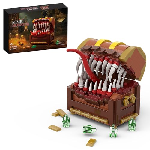 Ayolofei Mimic Treasure Chest Monster Bausteine Set, 521 Teile Schatztruhe Monster Bausatz Modell Spieleserie Schatzkiste Spielzeug Geschenke für Erwachsene, Kinder, Videospielfans von Ayolofei