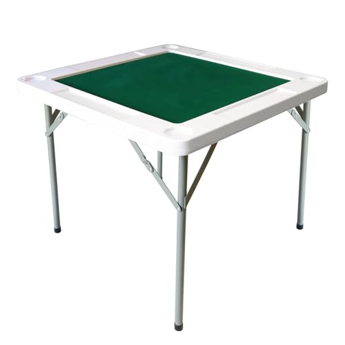 Ayztantine Mahjong-Tisch klappbar Kunststofftisch 4-Spieler Mahjong-Spiel for drinnen und draußen, tragbarer, klappbarer Spieltisch mit Tasse von Ayztantine