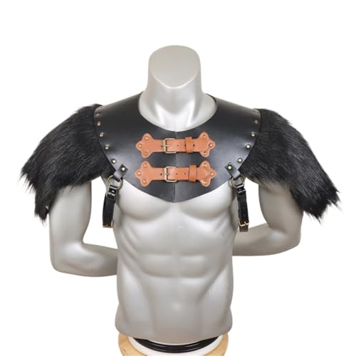 Ayztantine Mittelalterliche Schulterpanzerung, aus Leder, Cosplay-Kostüm-Requisiten Vintage Schulter Rüstung(Black) von Ayztantine