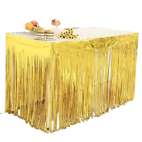 Tischdecke Hochzeit Tischrock Hochzeitsdekoration Tisch Geburtstagsparty Dekor Tischrock Geburtstagsdekoration Tischdecken for Party für Partys Veranstaltungen, Hochzeiten, Bankette(Gold,1Pc) von Ayztantine