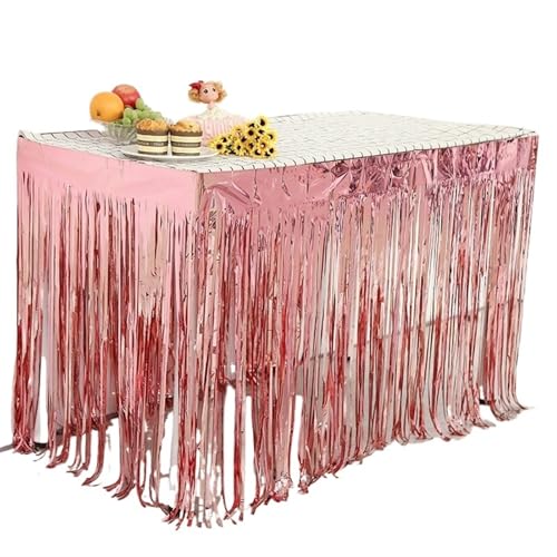 Tischdecke Hochzeit Tischrock Hochzeitsdekoration Tisch Geburtstagsparty Dekor Tischrock Geburtstagsdekoration Tischdecken for Party für Partys Veranstaltungen, Hochzeiten, Bankette(Pink,1Pc) von Ayztantine