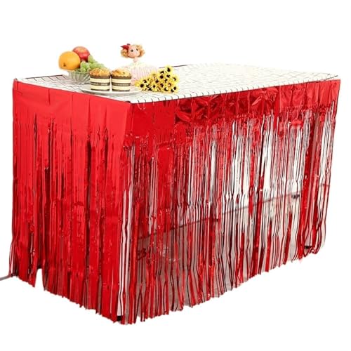 Tischdecke Hochzeit Tischrock Hochzeitsdekoration Tisch Geburtstagsparty Dekor Tischrock Geburtstagsdekoration Tischdecken for Party für Partys Veranstaltungen, Hochzeiten, Bankette(Red,1Pc) von Ayztantine