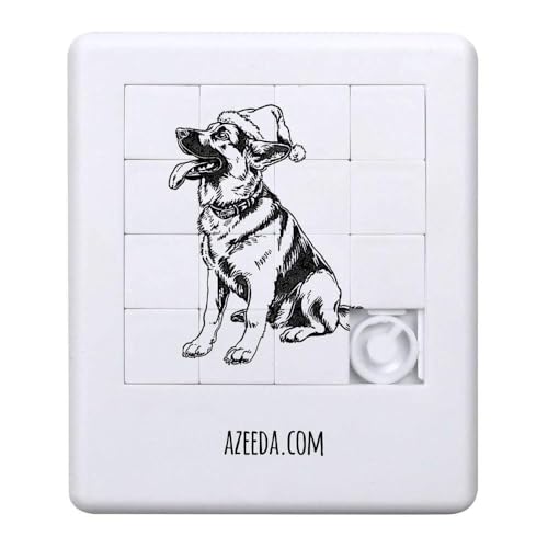 Azeeda 'Deutscher Schäferhund mit Weihnachtsmütze' Schiebepuzzle (PZ00037605) von Azeeda