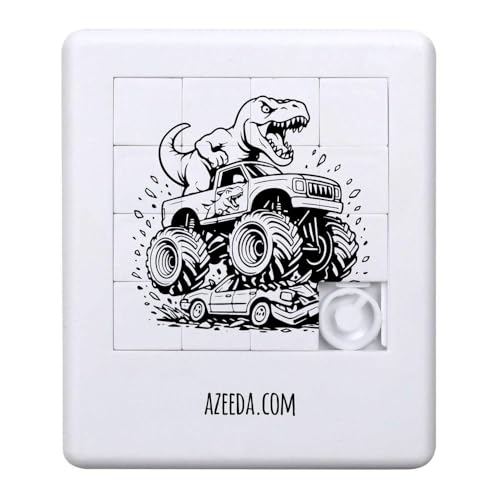 Azeeda 'Dinosaurier-Monstertruck-Zertrümmerung' Schiebepuzzle (PZ00037852) von Azeeda
