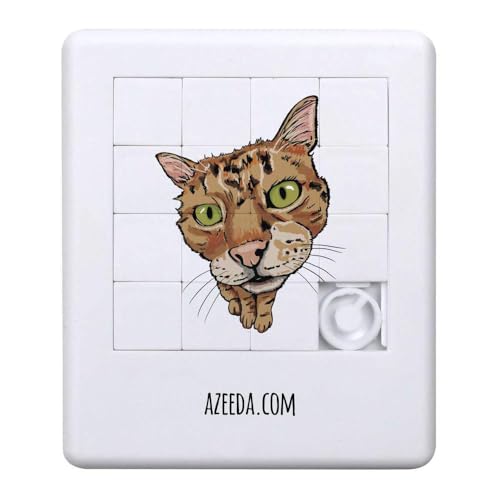 Azeeda 'Ingwer getigerte Katze mit grünen Augen' Schiebepuzzle (PZ00036538) von Azeeda