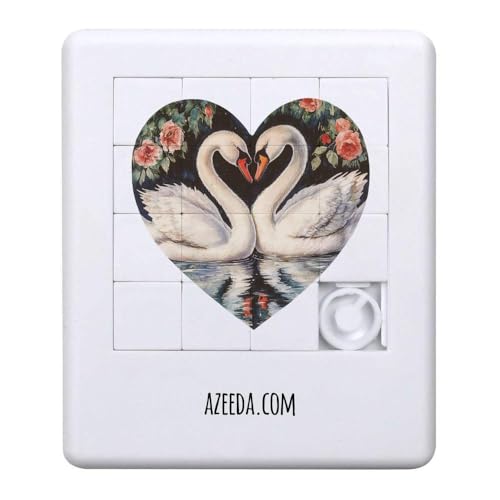 Azeeda 'Schwanenpaar mit Blumen' Schiebepuzzle (PZ00036598) von Azeeda