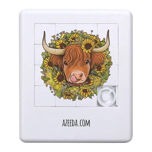 Schiebepuzzle "Sonnenblume Highland Cow" (PZ00027286) von Azeeda
