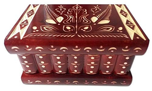 Big Holz Magic Mystery Puzzle Secret Tricky Schöne handgeschnitzte Holz Schmuck Aufbewahrungsbox Fall Besondere Holz Spielzeug (Rot) von Azi