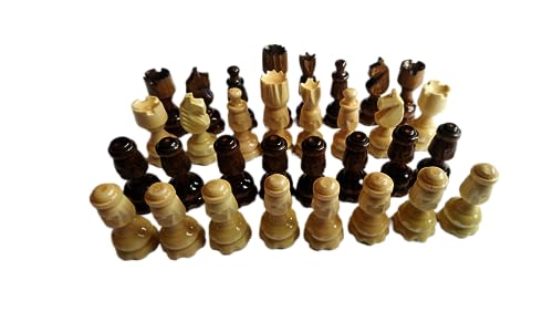 Handgeschnitztes Schachfiguren-Set aus Haselholz, mit König, 5,1 cm von Azi