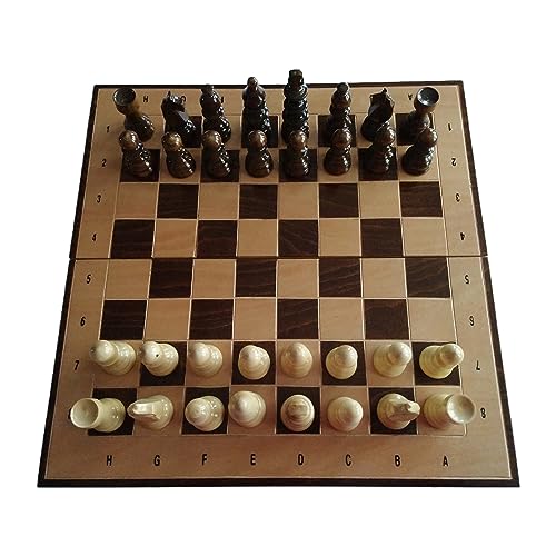 Schachspiel aus Holz, 44,7 x 44,7 cm, Blume geschnitzt, Buchenholz, Schachkasten, Schachspiel aus Holz (Natur mit Zahlen) von Azi