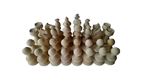Unlackiertes Schachfiguren-Set aus natürlichem Holz zum Selbermachen (König 8,2 cm hoch oder 8,2 cm) von Azi