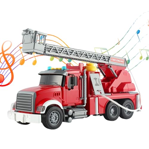 Aznever Feuerwehrauto-Spielzeug | 1:12 Reibungskraftfahrzeug-Autospielzeug mit Lichtern und Geräuschen | Realistisches Kinderspielzeug, langlebiges Autospielzeug für Jungen, Mädchen, Kinder im Alter von Aznever