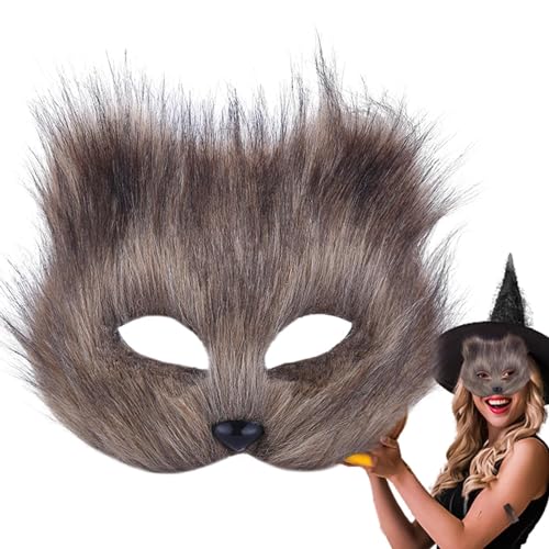 Aznever Lustige Cosplay Gesichtsbedeckung - Halloween Tier Halbgesichtsbedeckung,Wiederverwendbares Half Face Furry Cosplay-Kostüm für Maskerade-Partys und Bühnenauftritte von Aznever